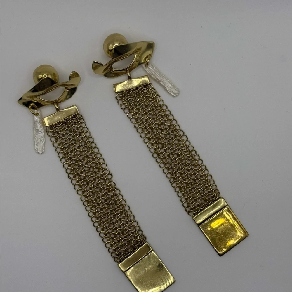 Ellery “Succession Broken Eye” Gold Statement Chain Tassel Earrings – Rare - Picture 5 of 13